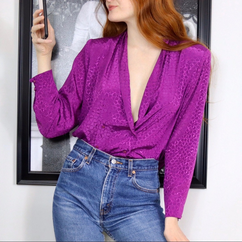 Vintage Pendleton purple blazer-style blouse